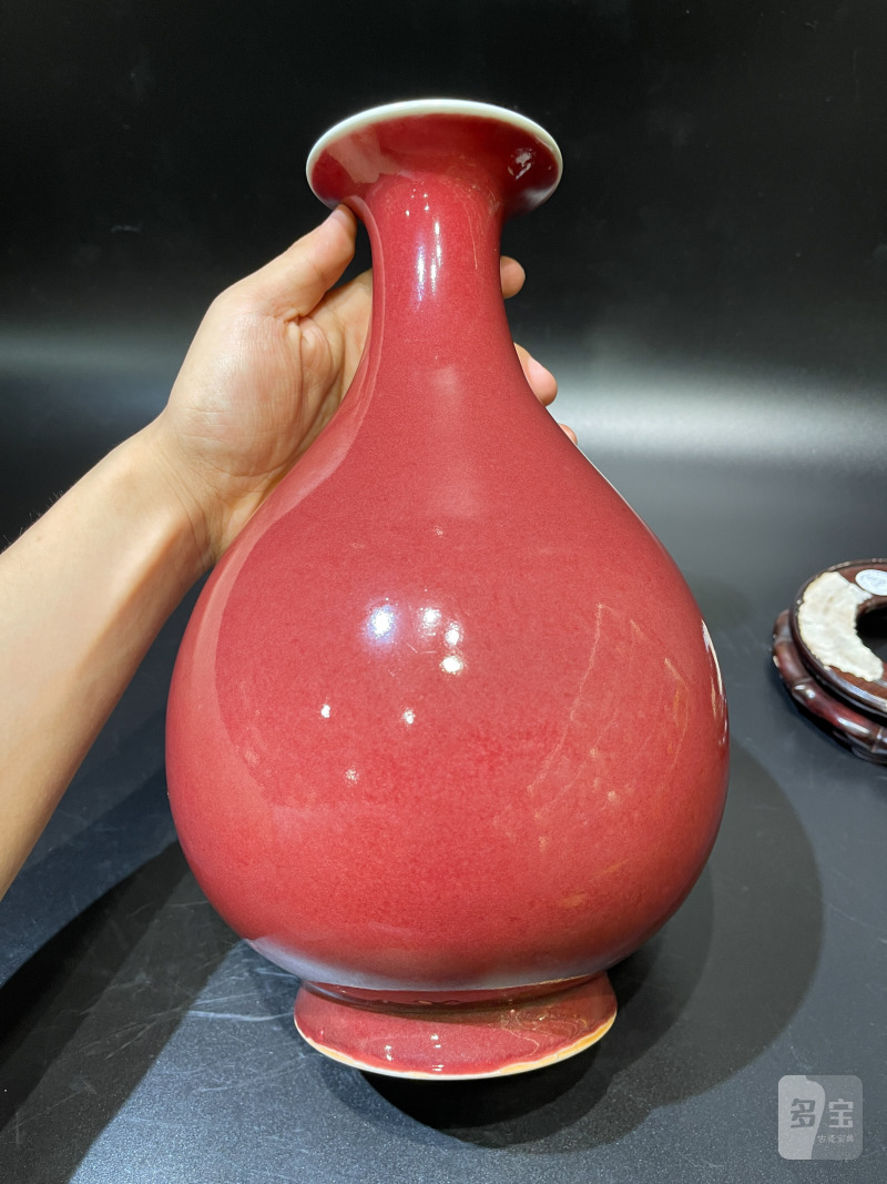 清道光 宝石红釉玉壶春瓶 - 图4